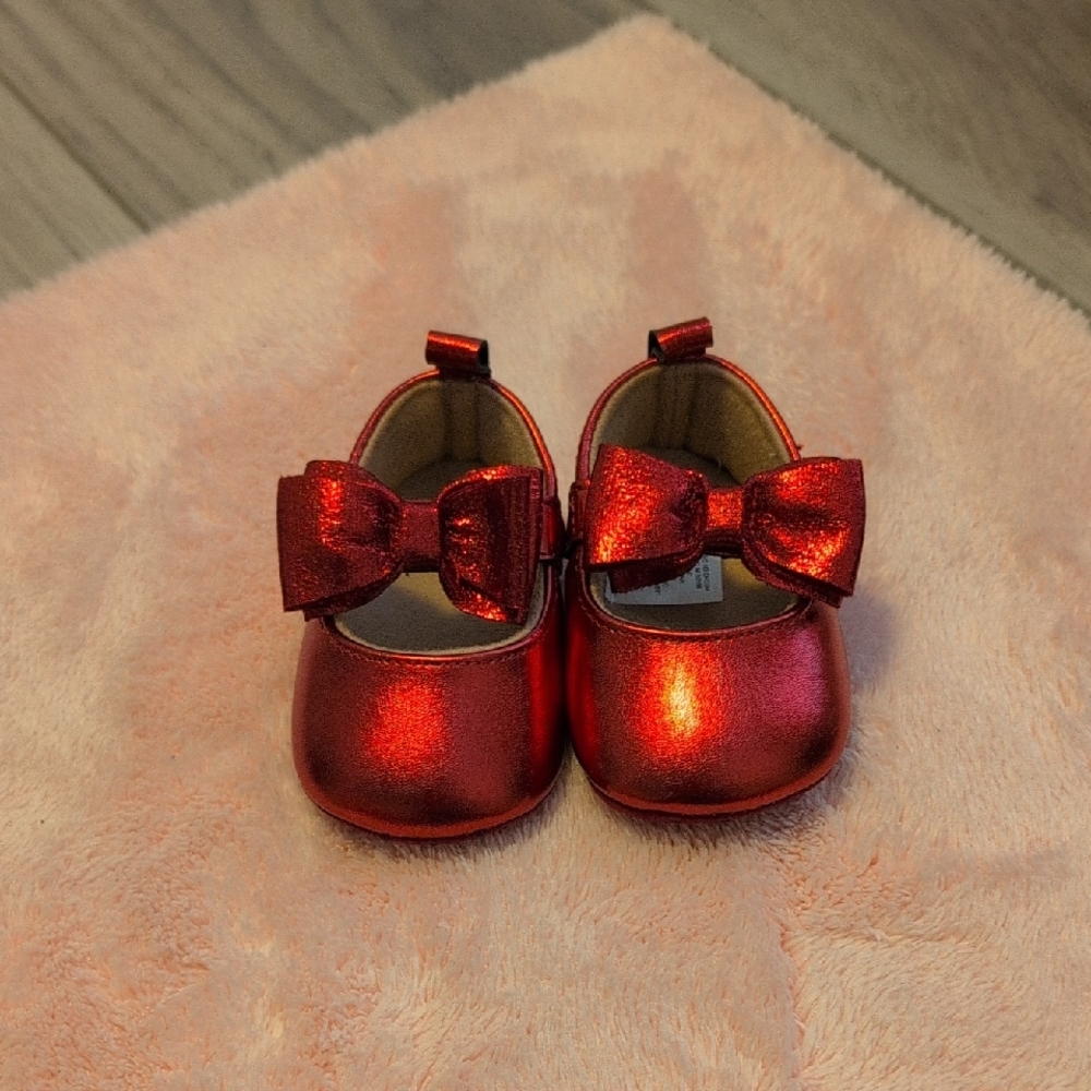 Shimmering Red Bow Kids Dress Shoes (Sold On Mecari)